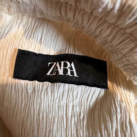 Zara Cream Crepe Tie Waist Lightweight Pants | Women's S - Picture 4 of 13